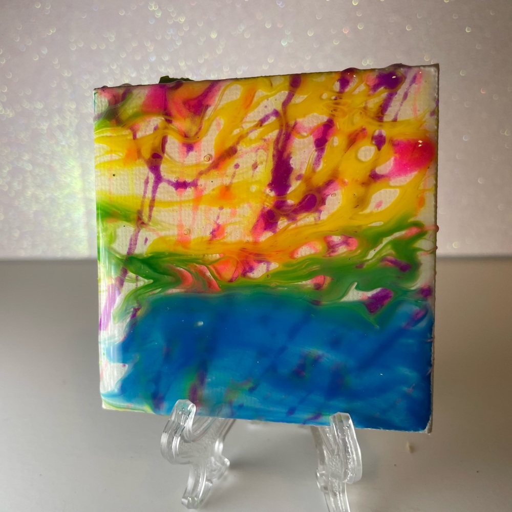 Vibrant Abstract Blacklight Uv Resin Canvas Art